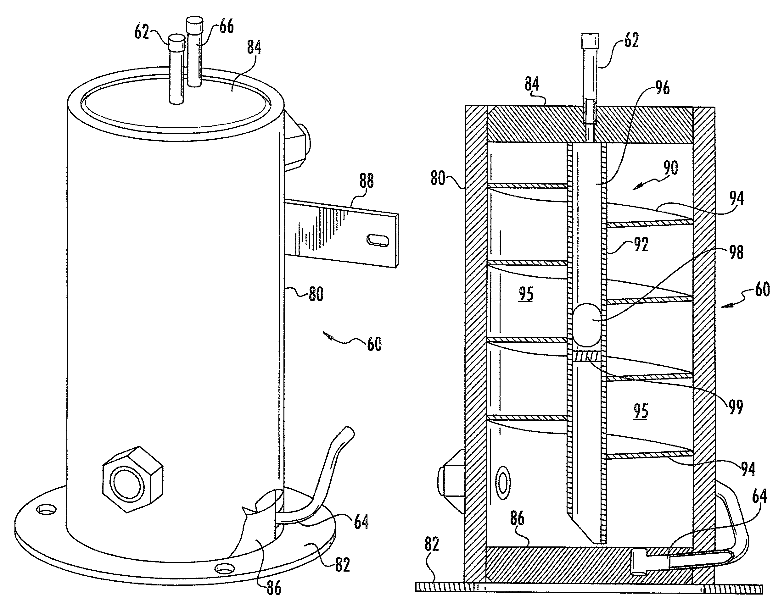 Liquid vapor phase separation apparatus