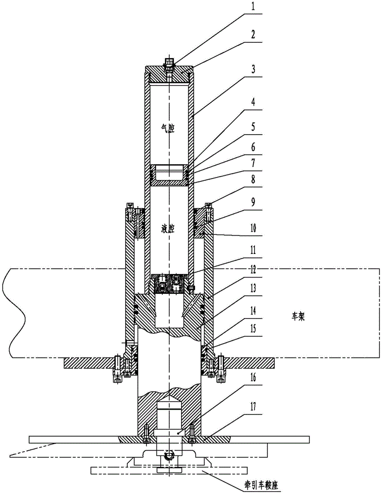 Front part buffer device for semi-trailer transport vehicle