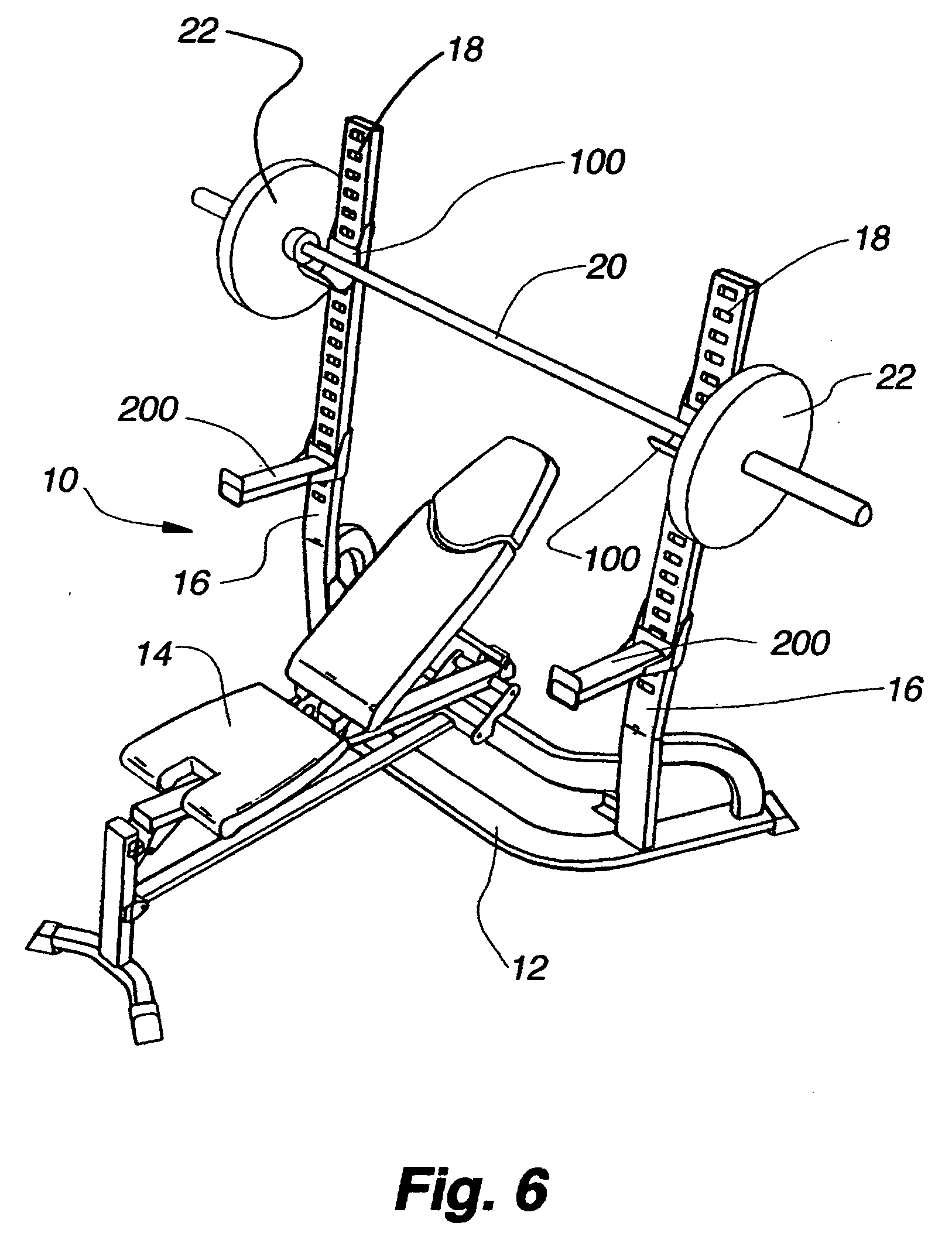 Bar supports for a weight bench