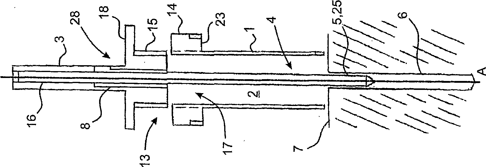 Trephine designed for removal of a bone core and equipped with a device guiding it inside the bone and combining a drill bit and a tubular cutting tool