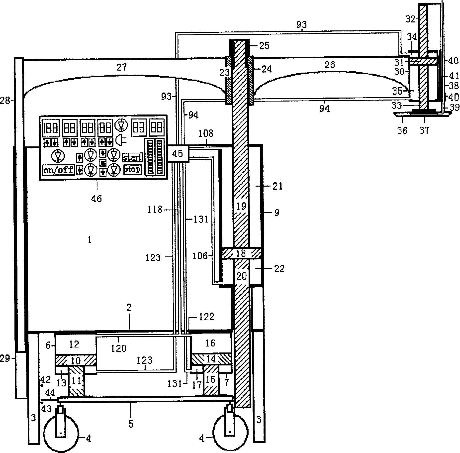 Mobile type numerically controlled hydraulic external heart pressing apparatus