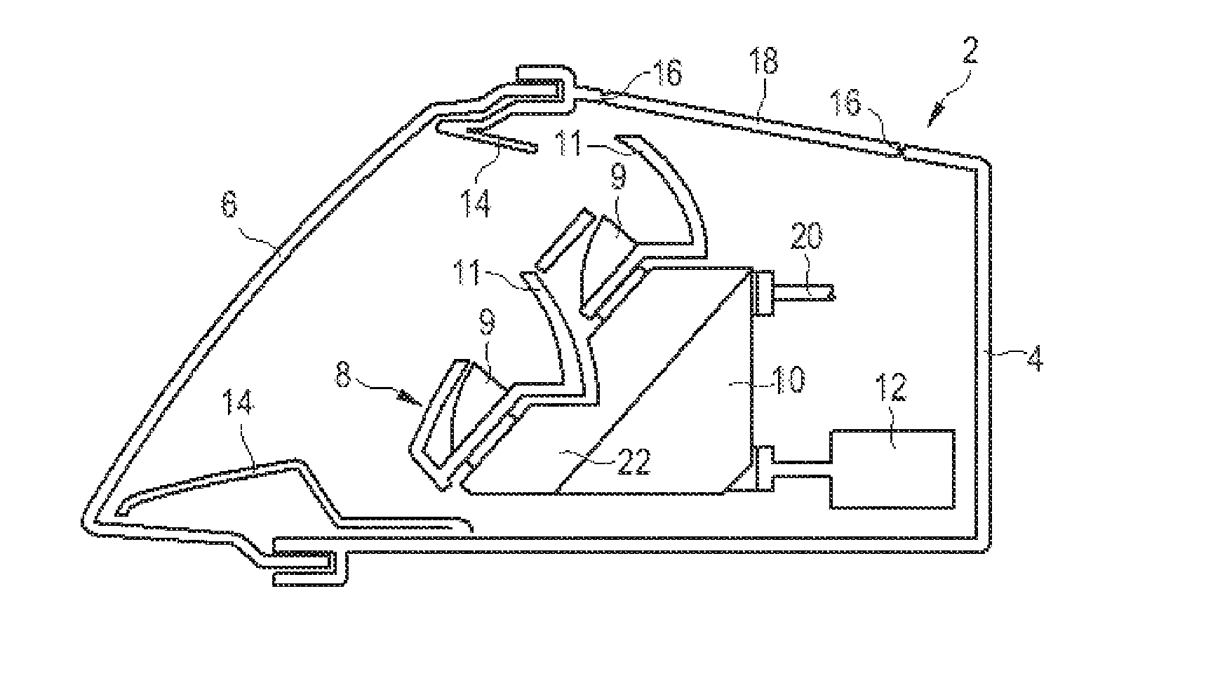 Vehicle headlight module mounted on sliders, corresponding support and headlight