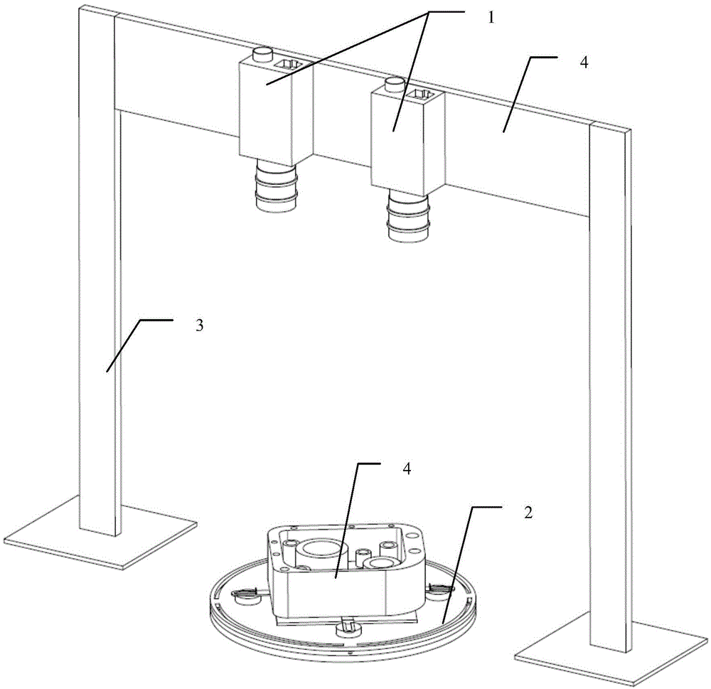 Component different-surface-parallel-hole form and position deviation visual measuring method and device