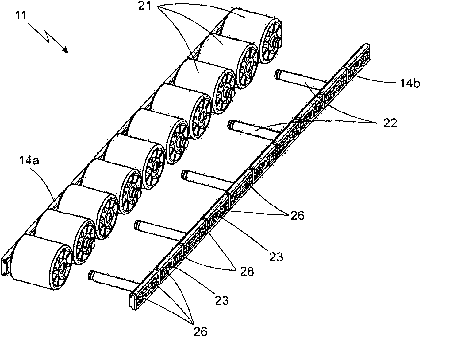 Modularized roll surface for moving article