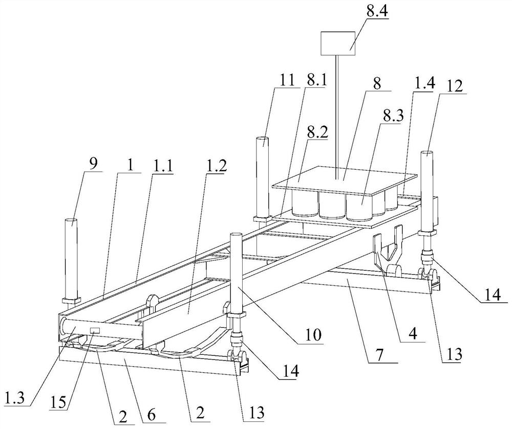 Heavy-duty car frame bending torsion fatigue test bench device and method thereof