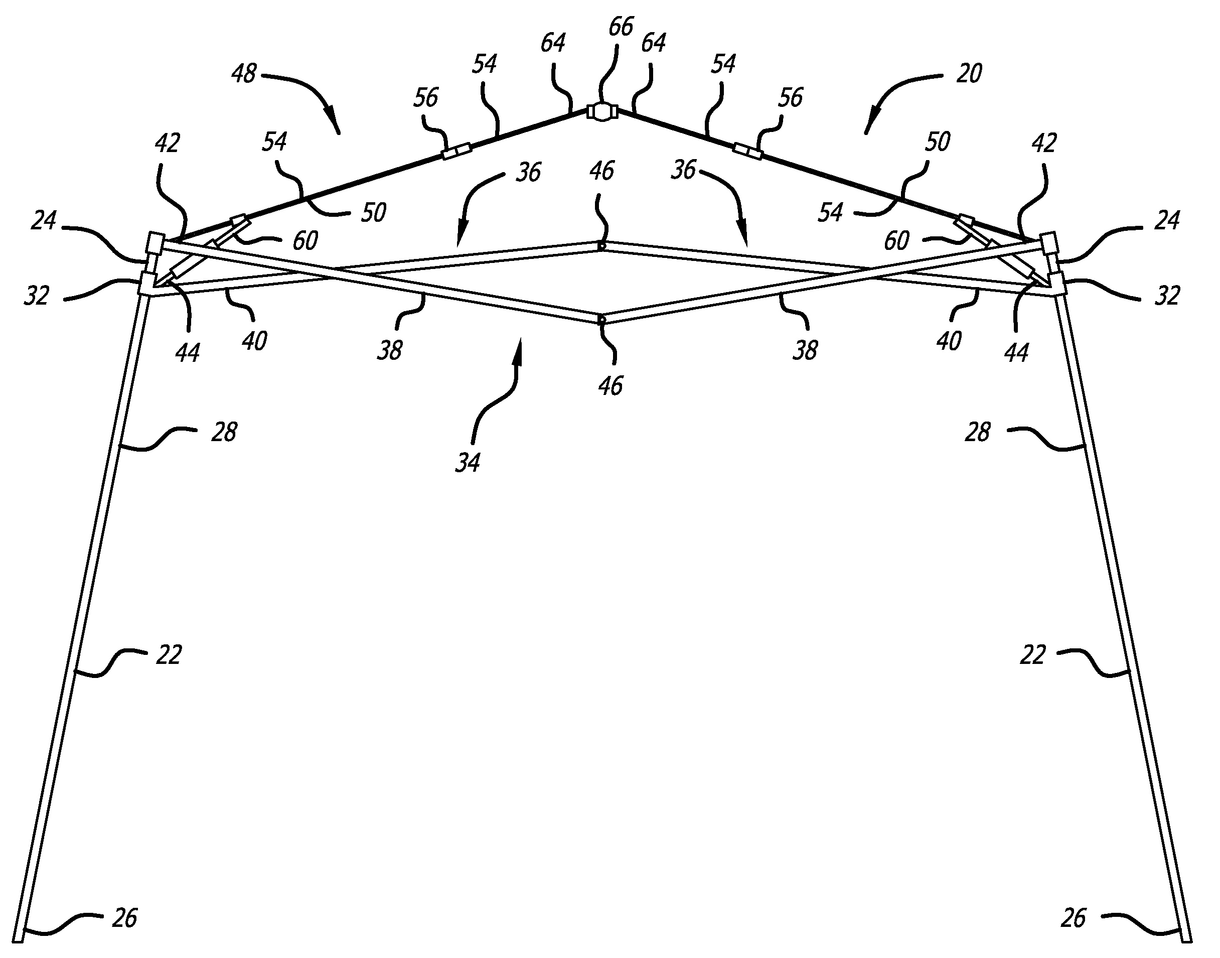 Erectable canopy with reinforced roof structure