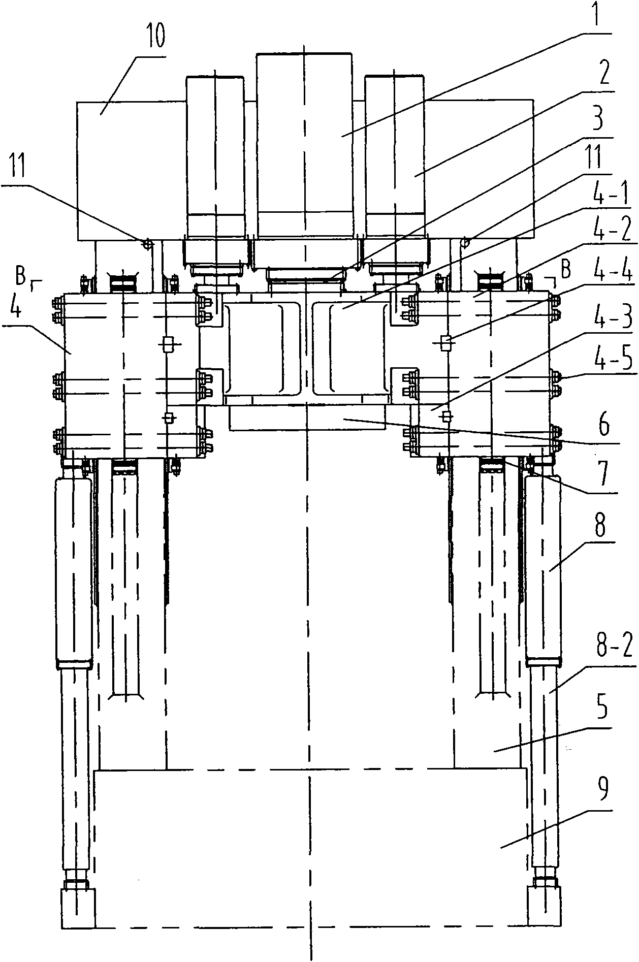 Load-deflection resistant loading system for free hydraulic forging press