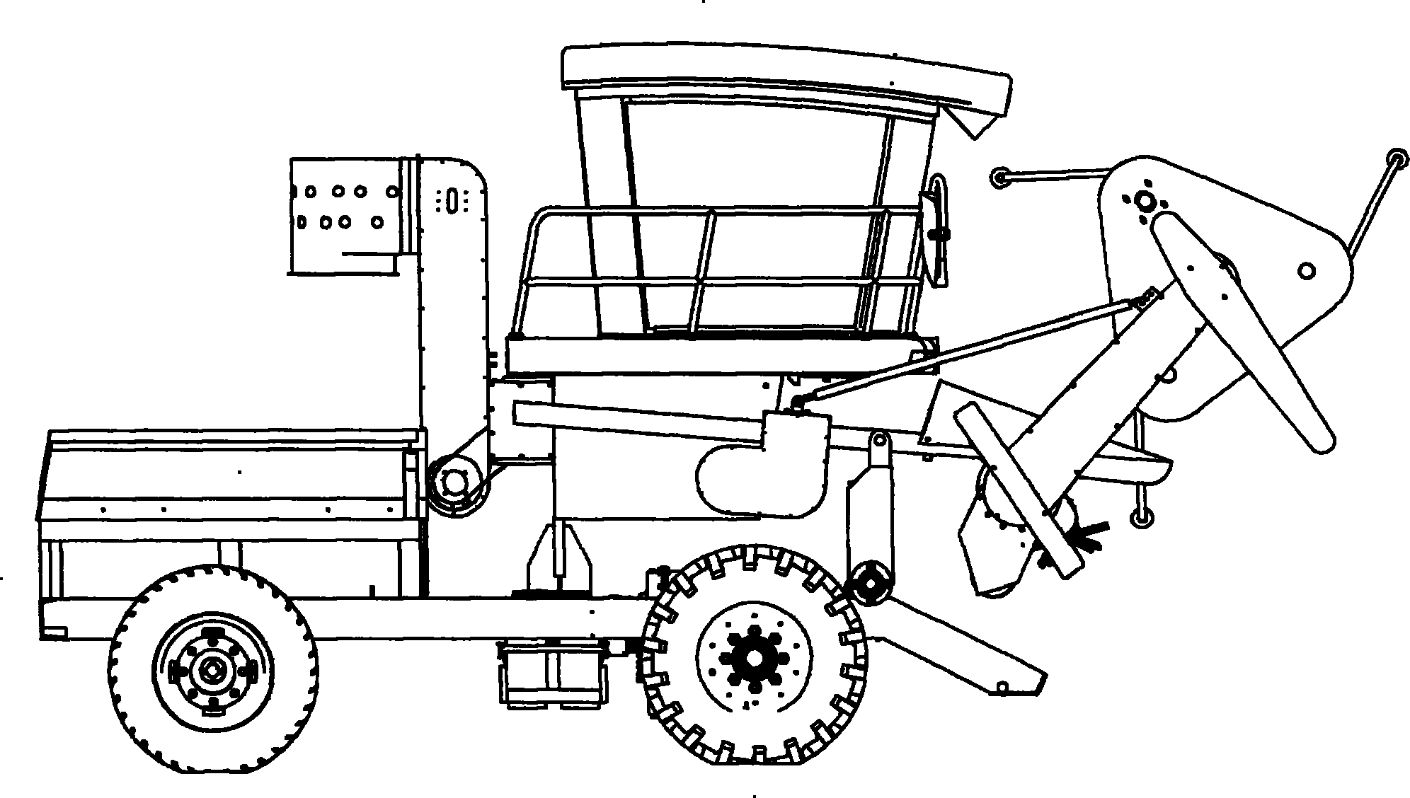 Telescopic harvester cutting bench