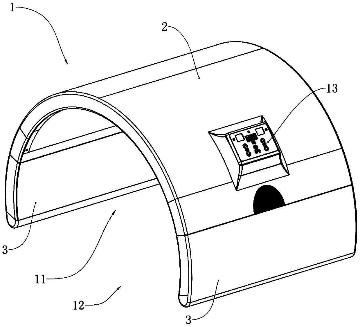 Physiotherapy capsule in arc layout