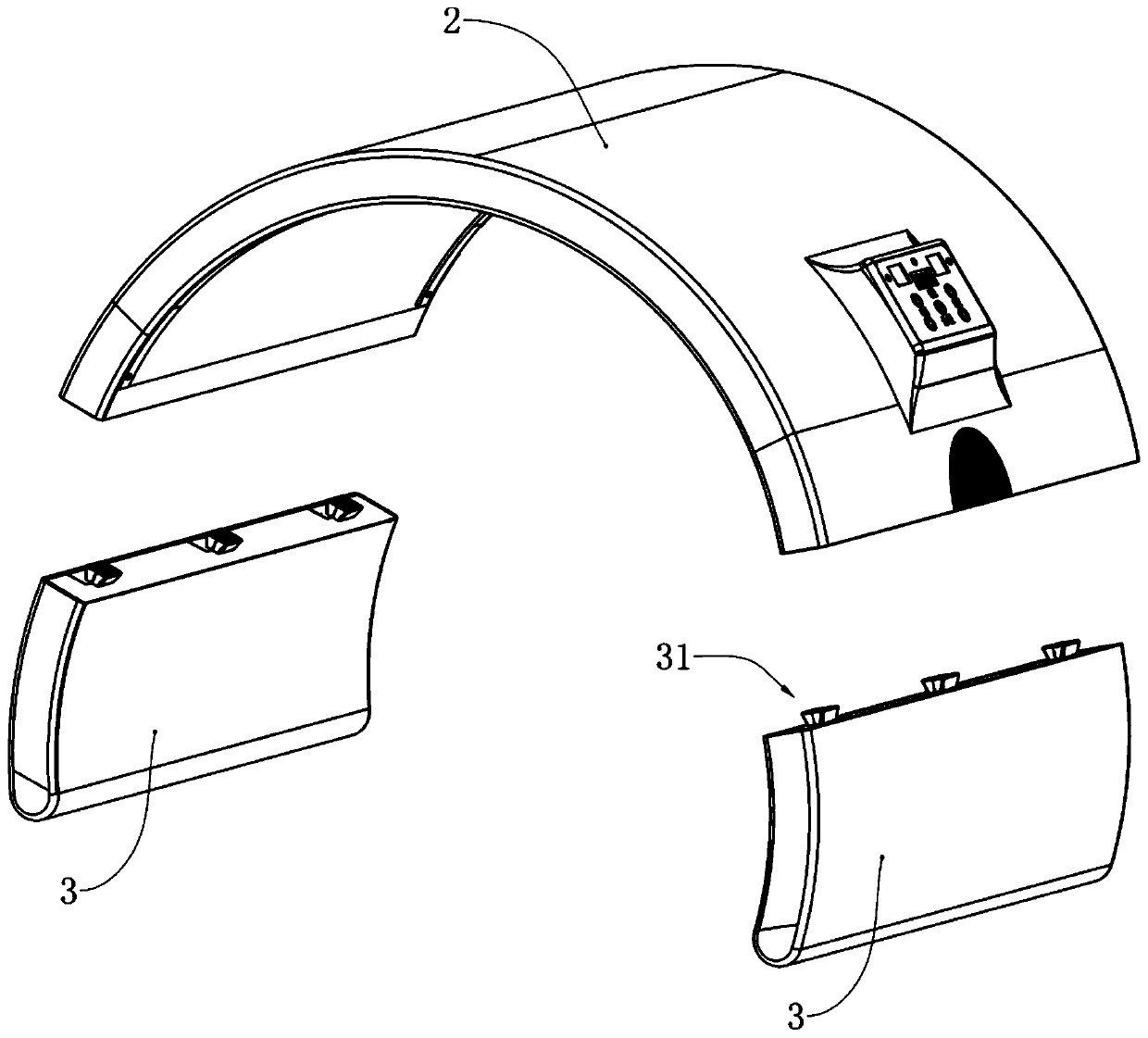 Physiotherapy capsule in arc layout