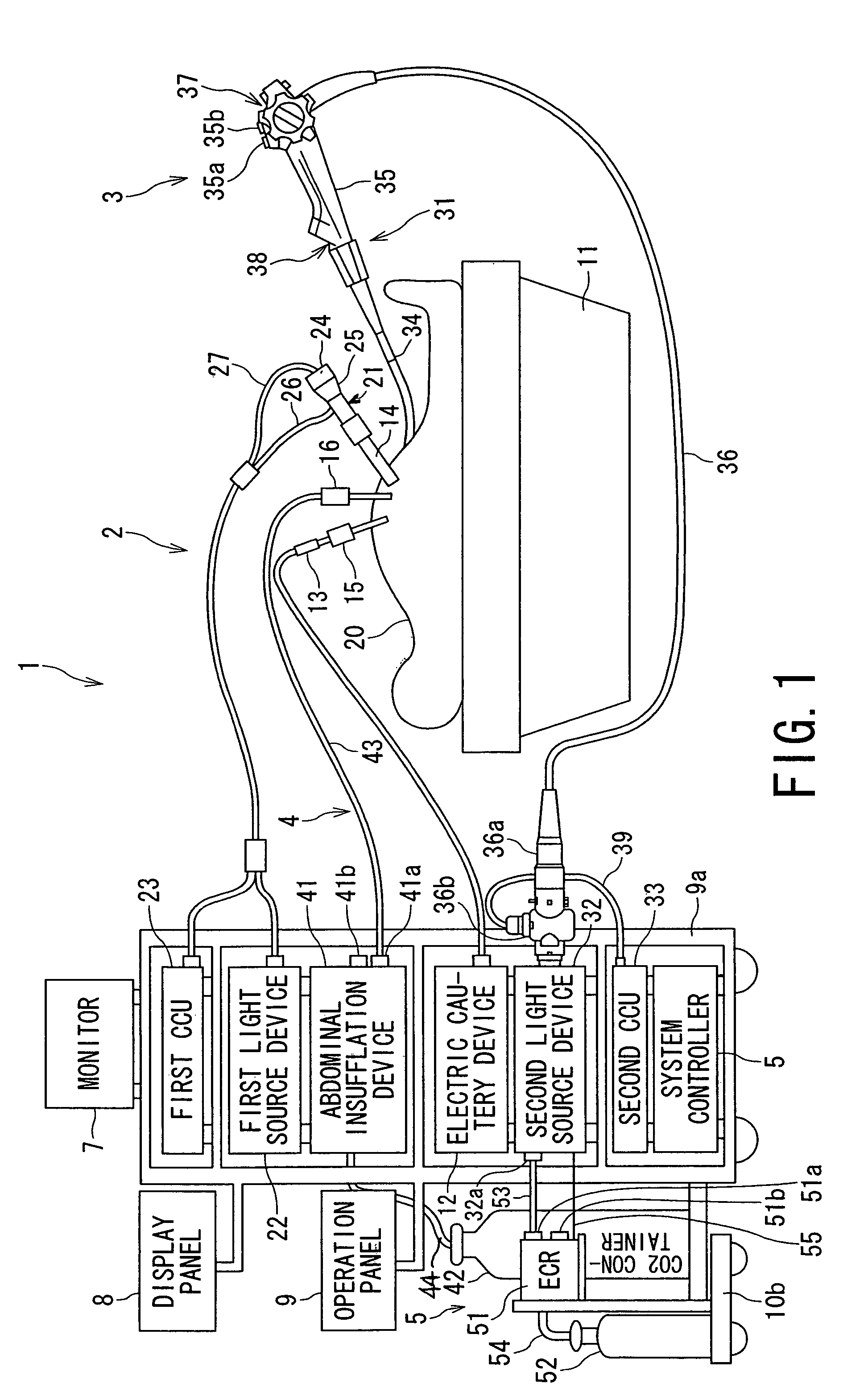 Endoscopic system equipped with gas supply apparatus