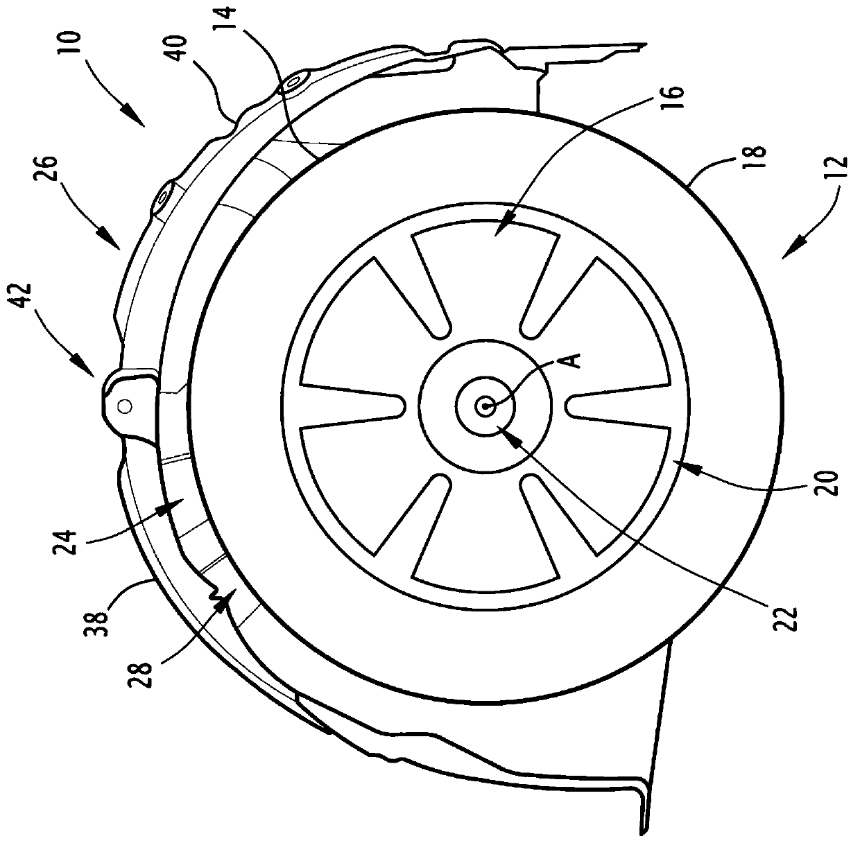 Associated wheel arch housing, vehicle, essential portion and manufacturing method