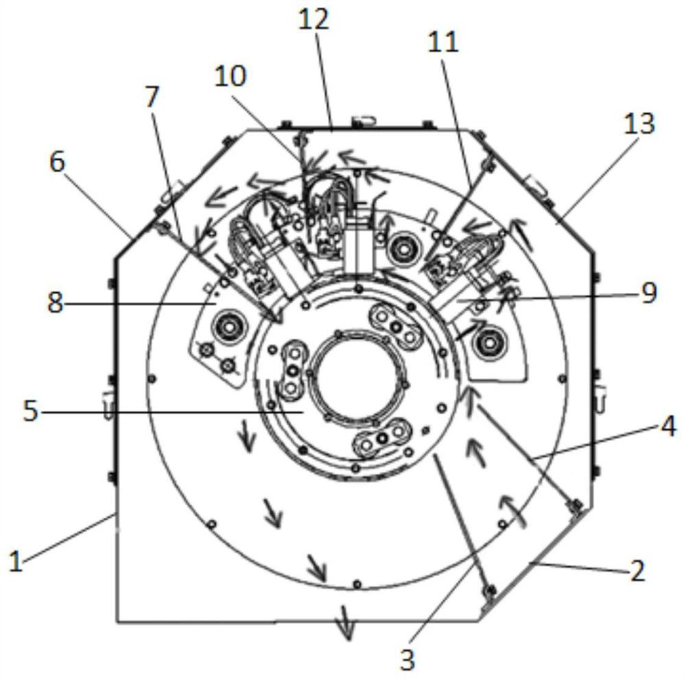 Doubly-fed wind generator slip ring chamber cooling structure