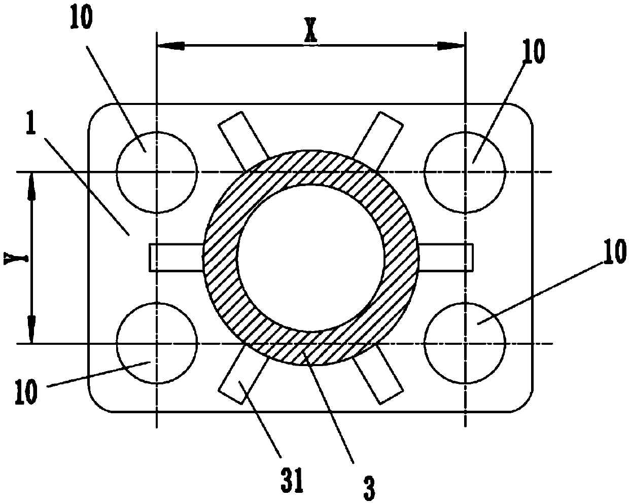 Wind power gear box tool base capable of adjusting connecting size