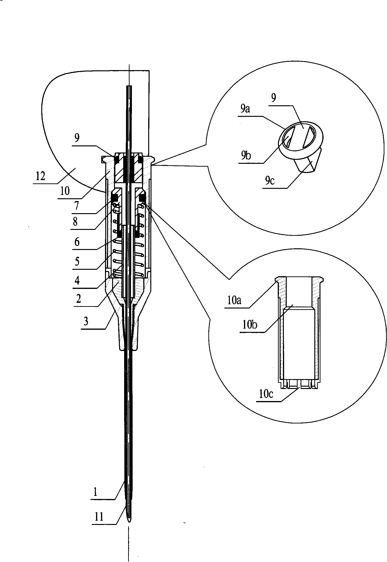 I-form arteriovenous indwelling needle with positive pressure function