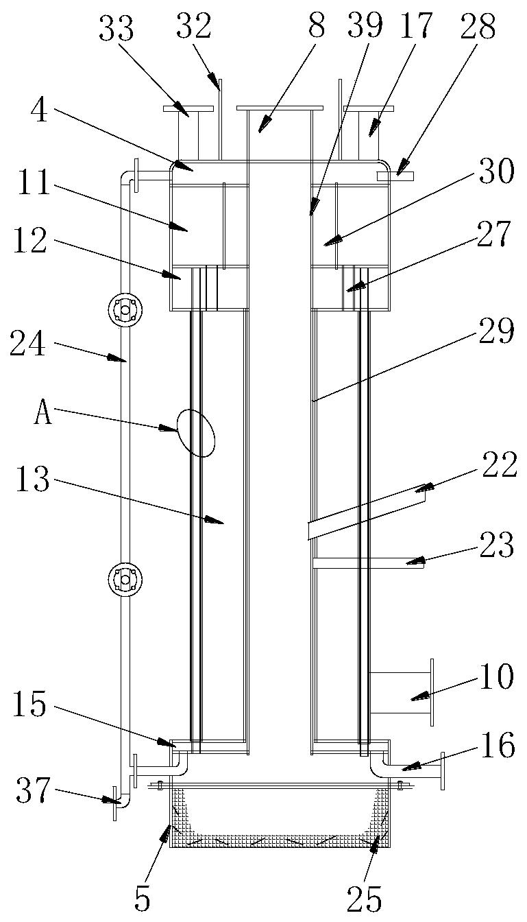 Fuel oil and gas pipe pipe-in-pipe three-pass vertical steam generator