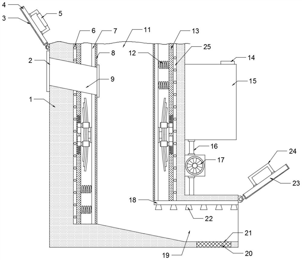 Construction waste transportation system attached to building body