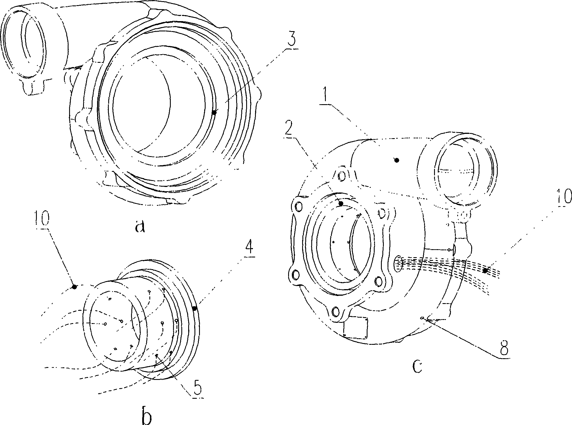 Turbo-charger single-stage prototype centrifugal compressor interstage pressure test structure