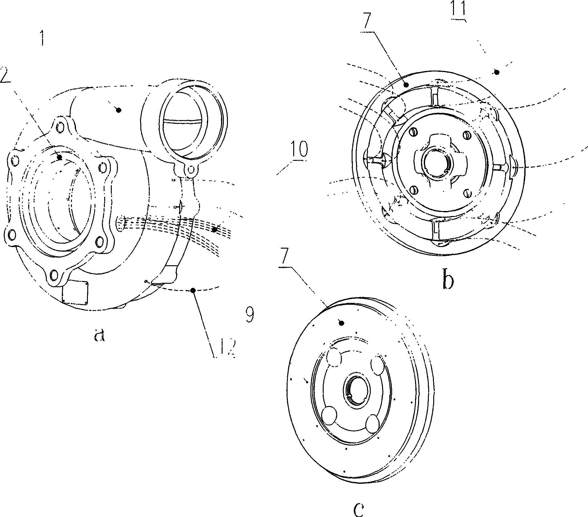 Turbo-charger single-stage prototype centrifugal compressor interstage pressure test structure