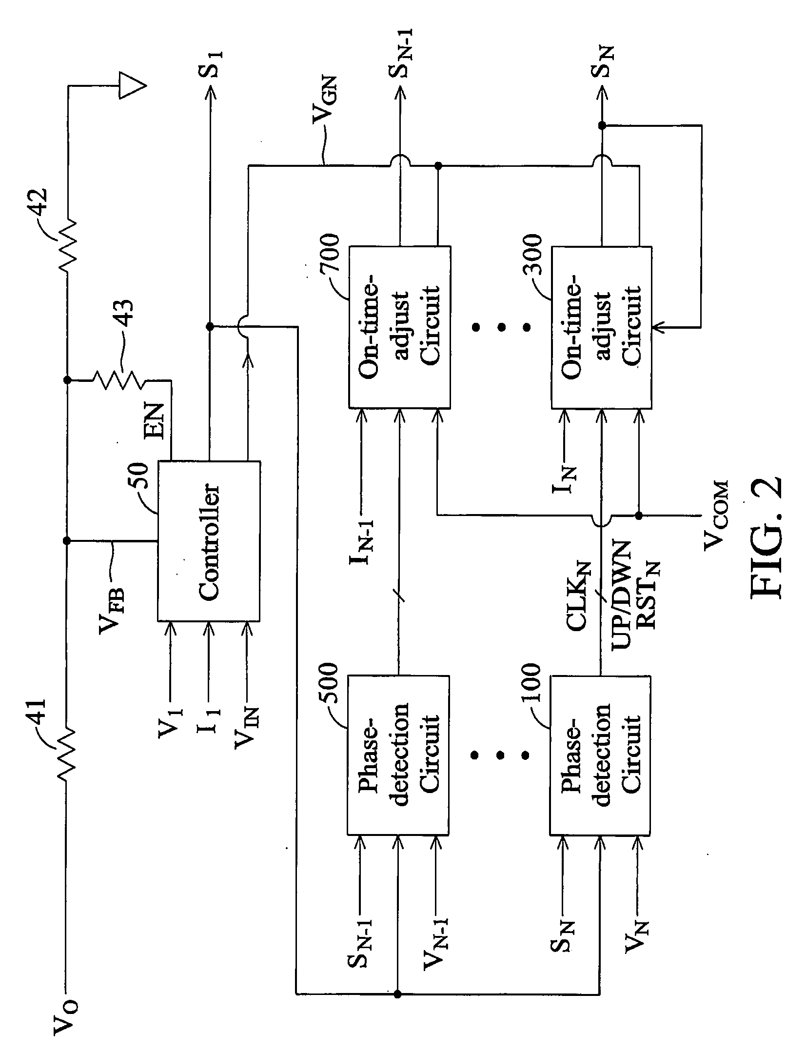 Control circuit for multi-phase, multi-channels pfc converter with variable switching frequency