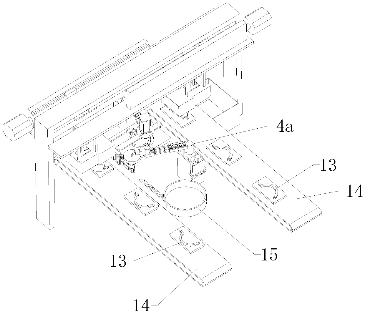 A butt joint device of a single rivet clamp automatic assembly machine