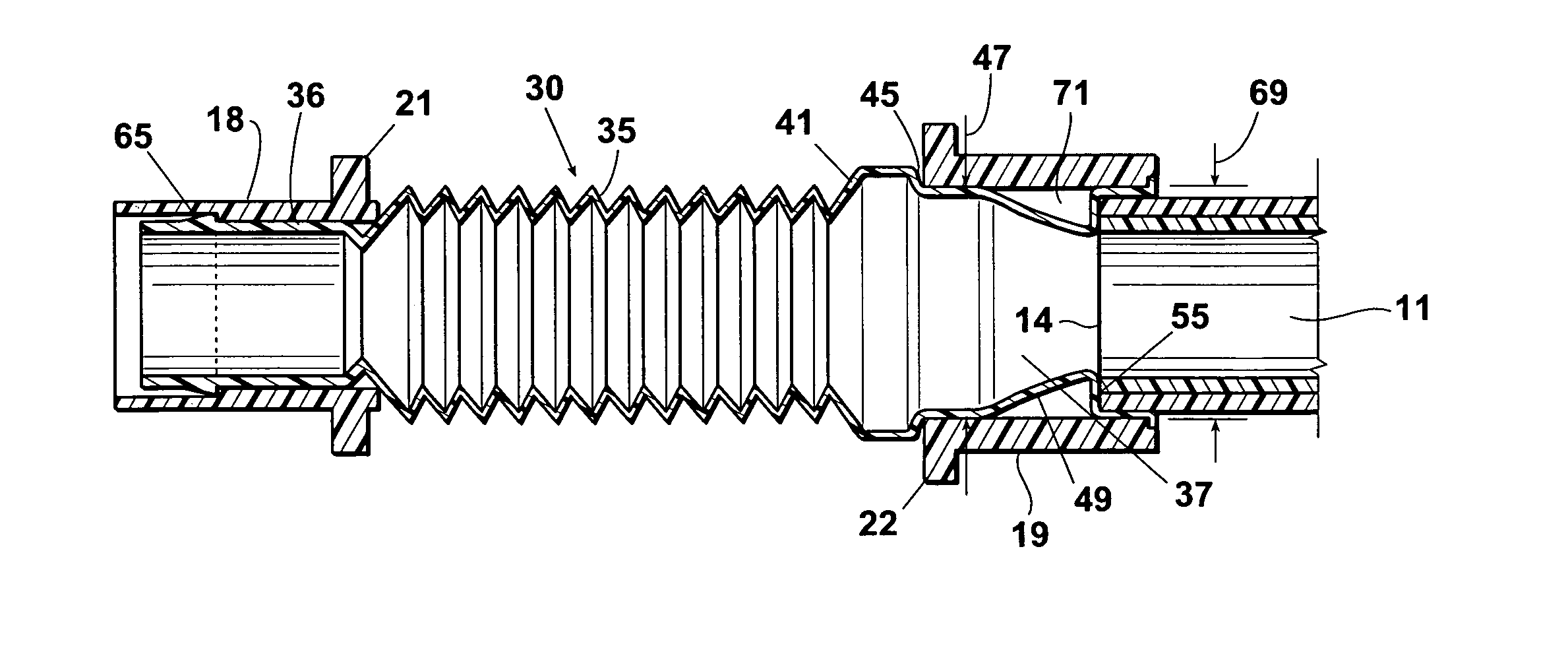 Catheter guiding flexible connector