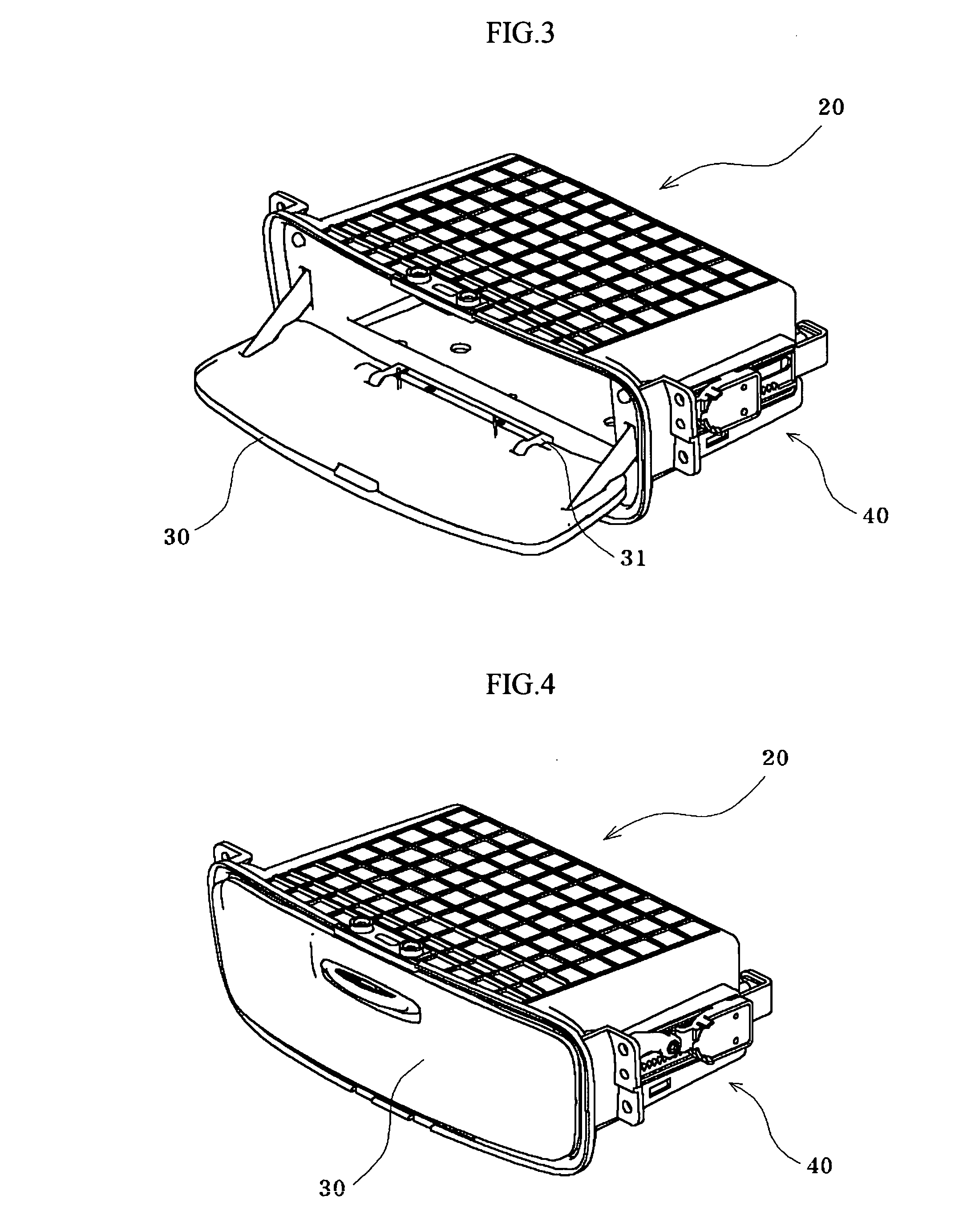 Opening/closing structure for vehicular tray