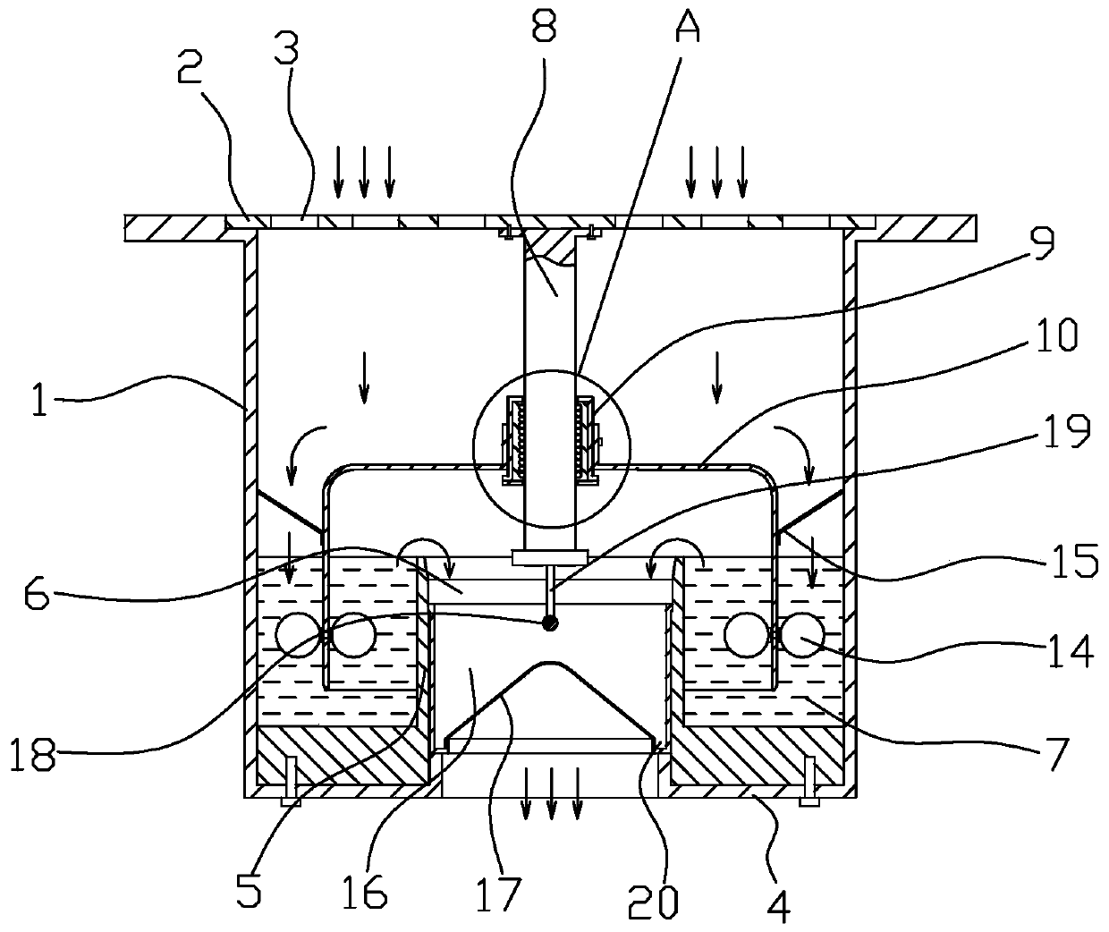 A long-term deodorant floor drain structure