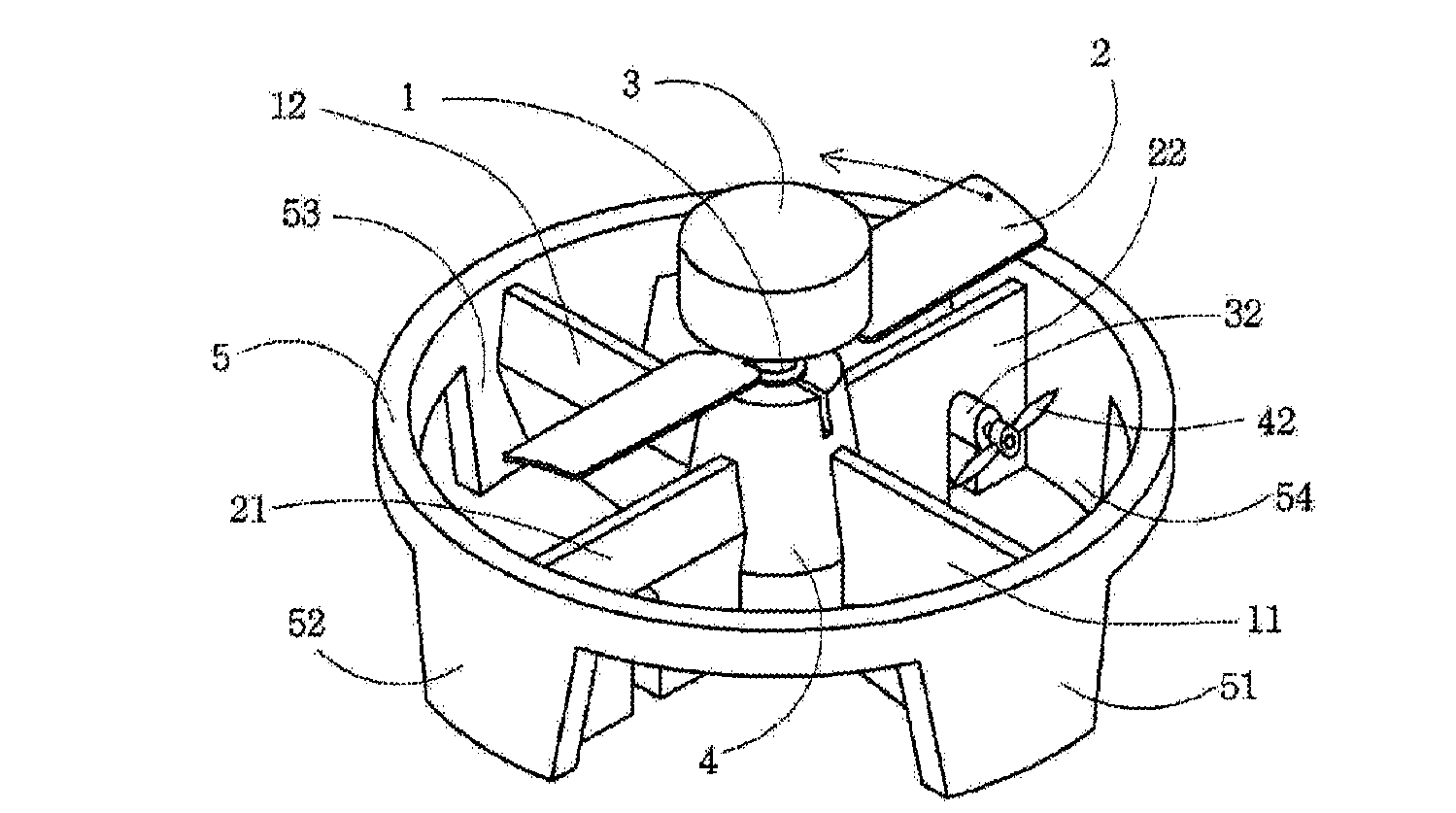 Bottom-adjustable propeller-type flying object