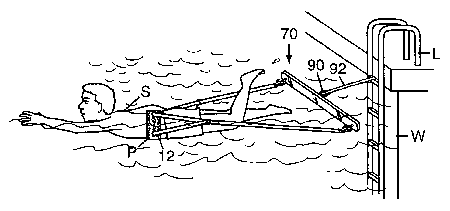 Exercise device for use in swimming pool