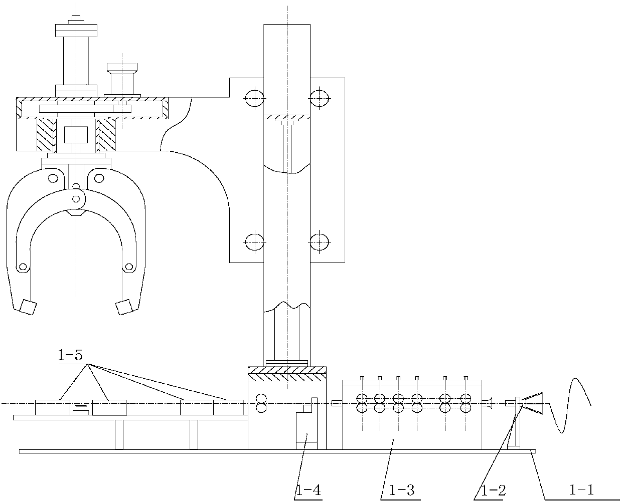 A steel bar binding machine based on a driven opening and closing clamp device