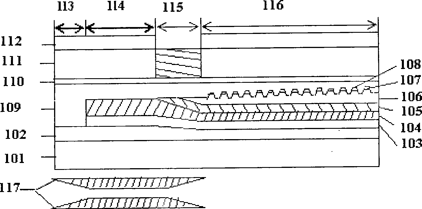 Method for making laminated travelling wave electroabsorption modulation laser with epitaxial selection region