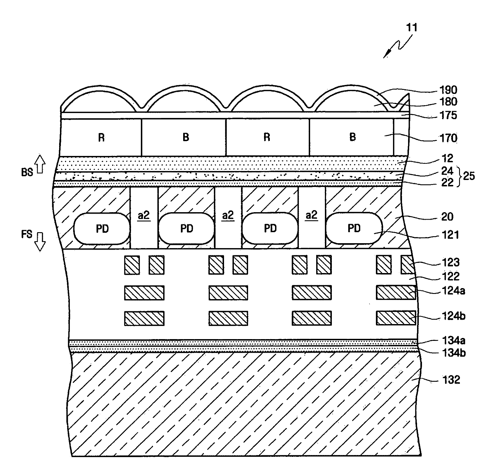 Image sensor, substrate for the same, image sensing device including the image sensor, and associated methods