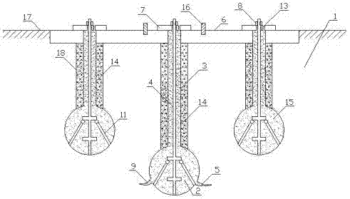 Anchor rod-ball-starlike component foundation and construction method thereof