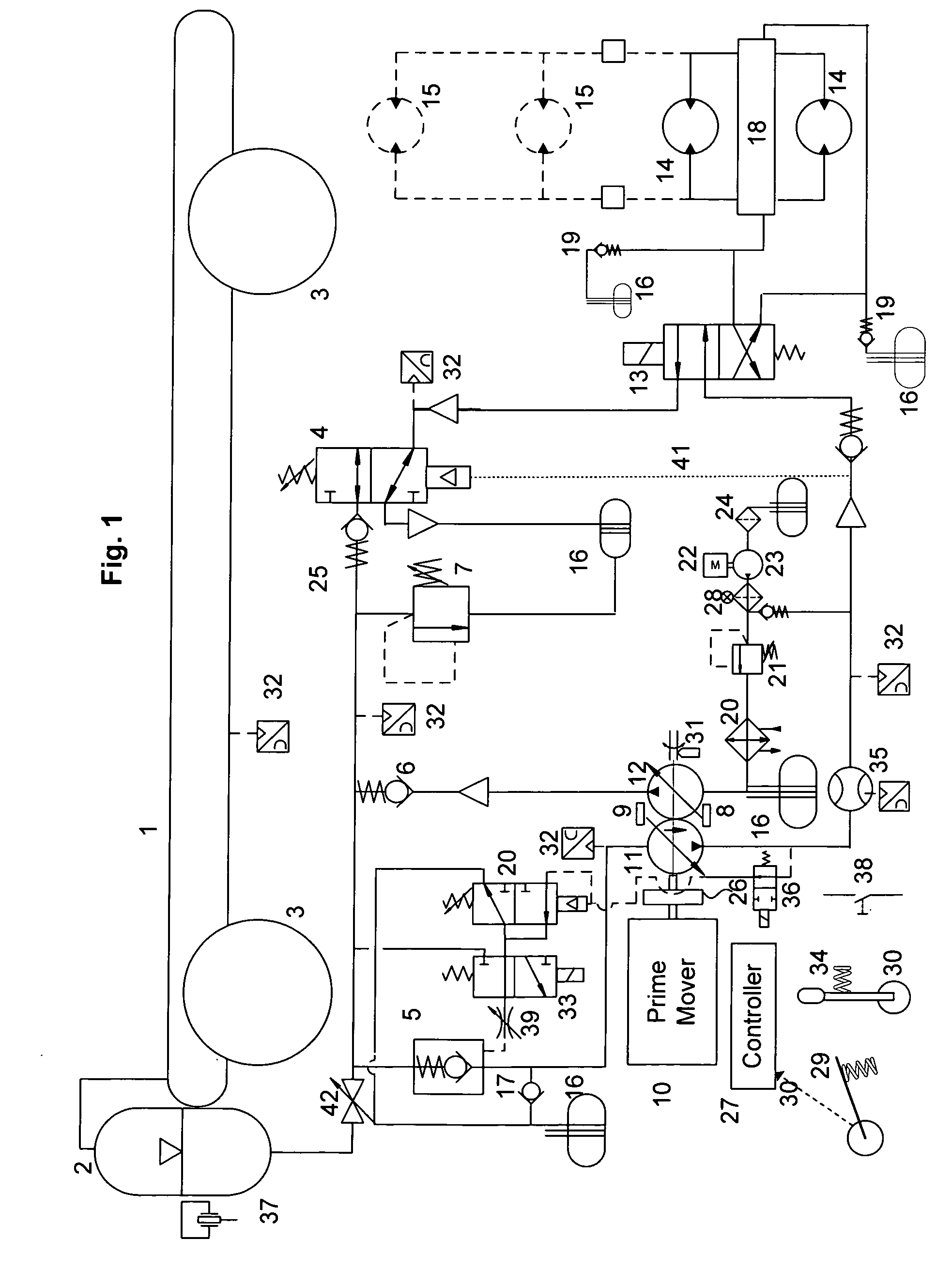 Hybrid hydraulic drive system for all terrestrial vehicles, with the hydraulic accumulator as the vehicle chassis