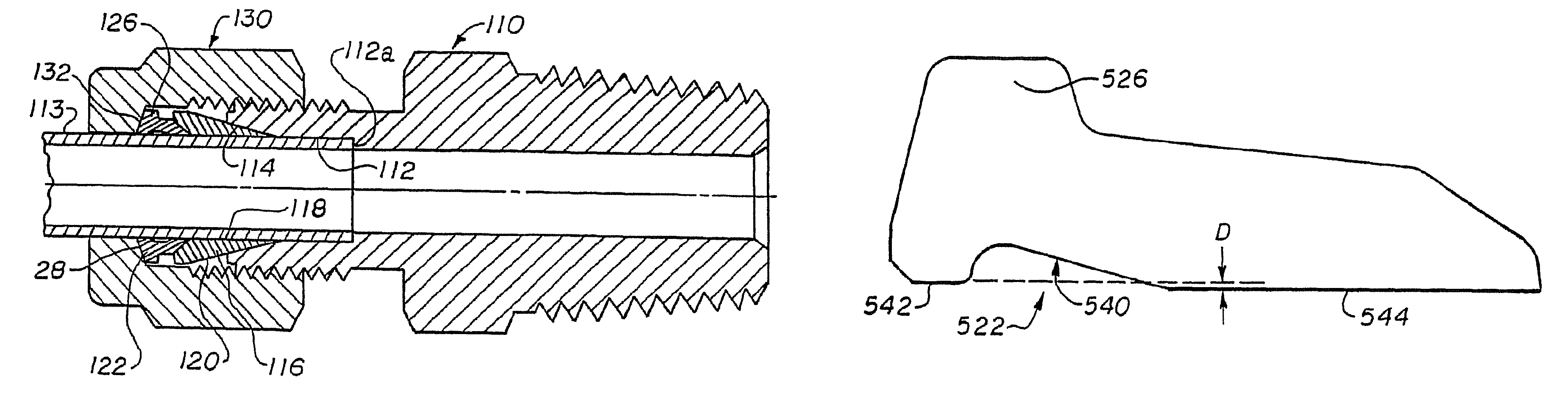 Ferrule with plural inner diameters