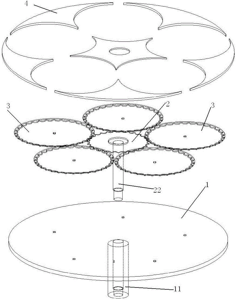 Mechanical autorotating MOCVD (metalorganic chemical vapor deposition) accessory substrate tray