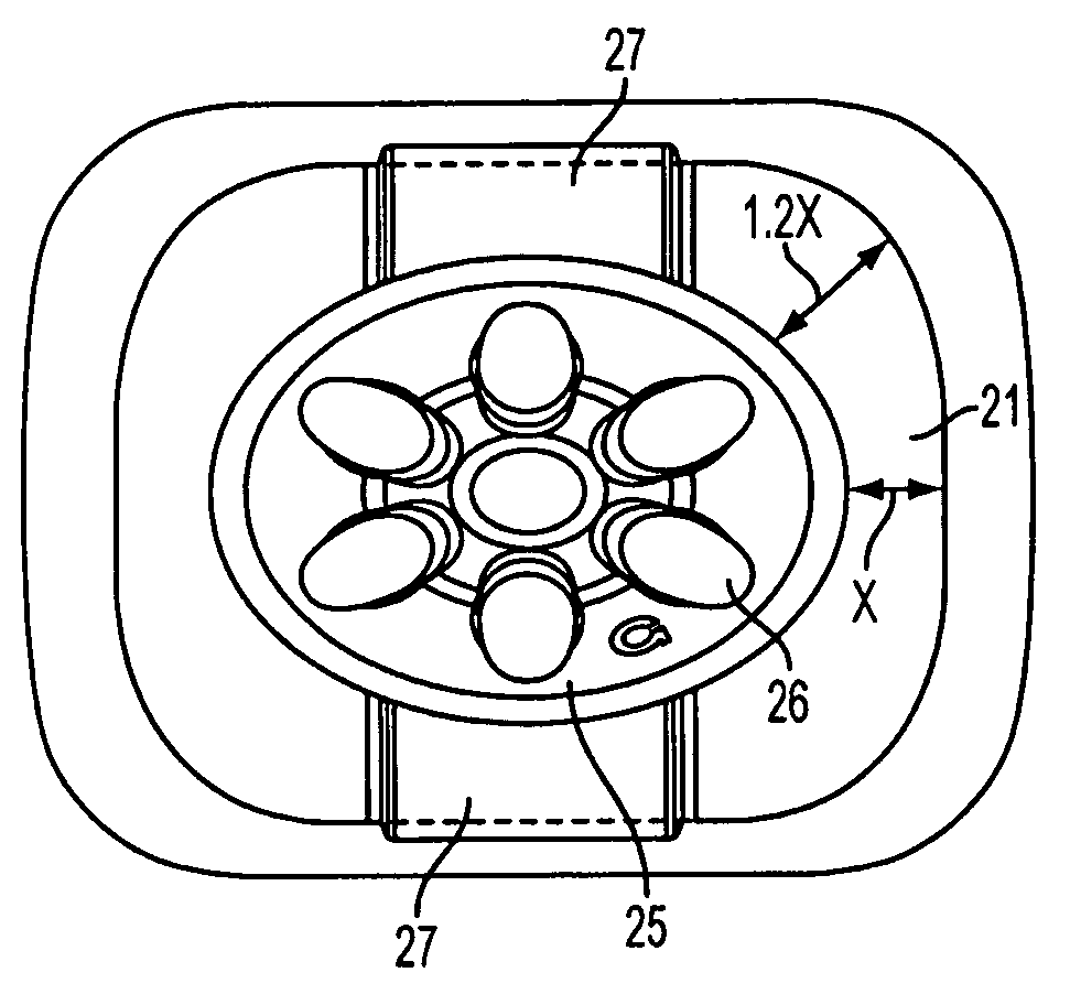 Base having a flexible vacuum area