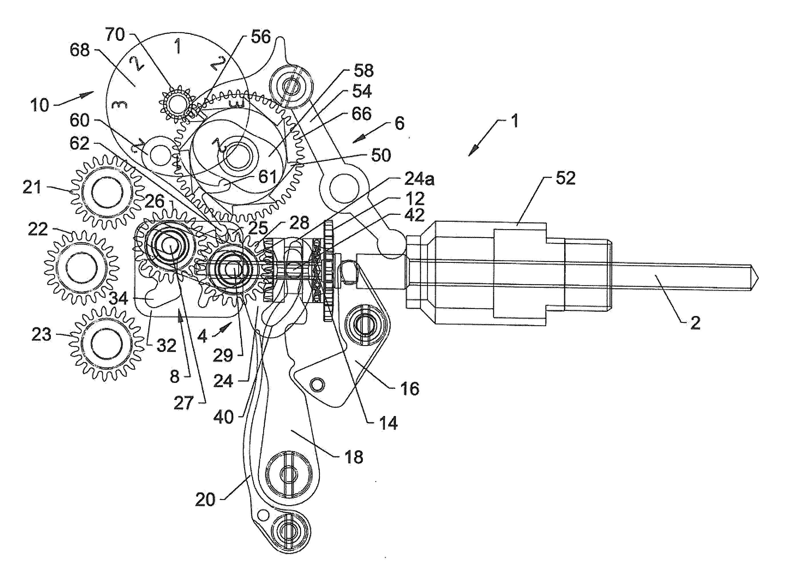 Mechanism for selecting and actuating functions of a clockwork movement