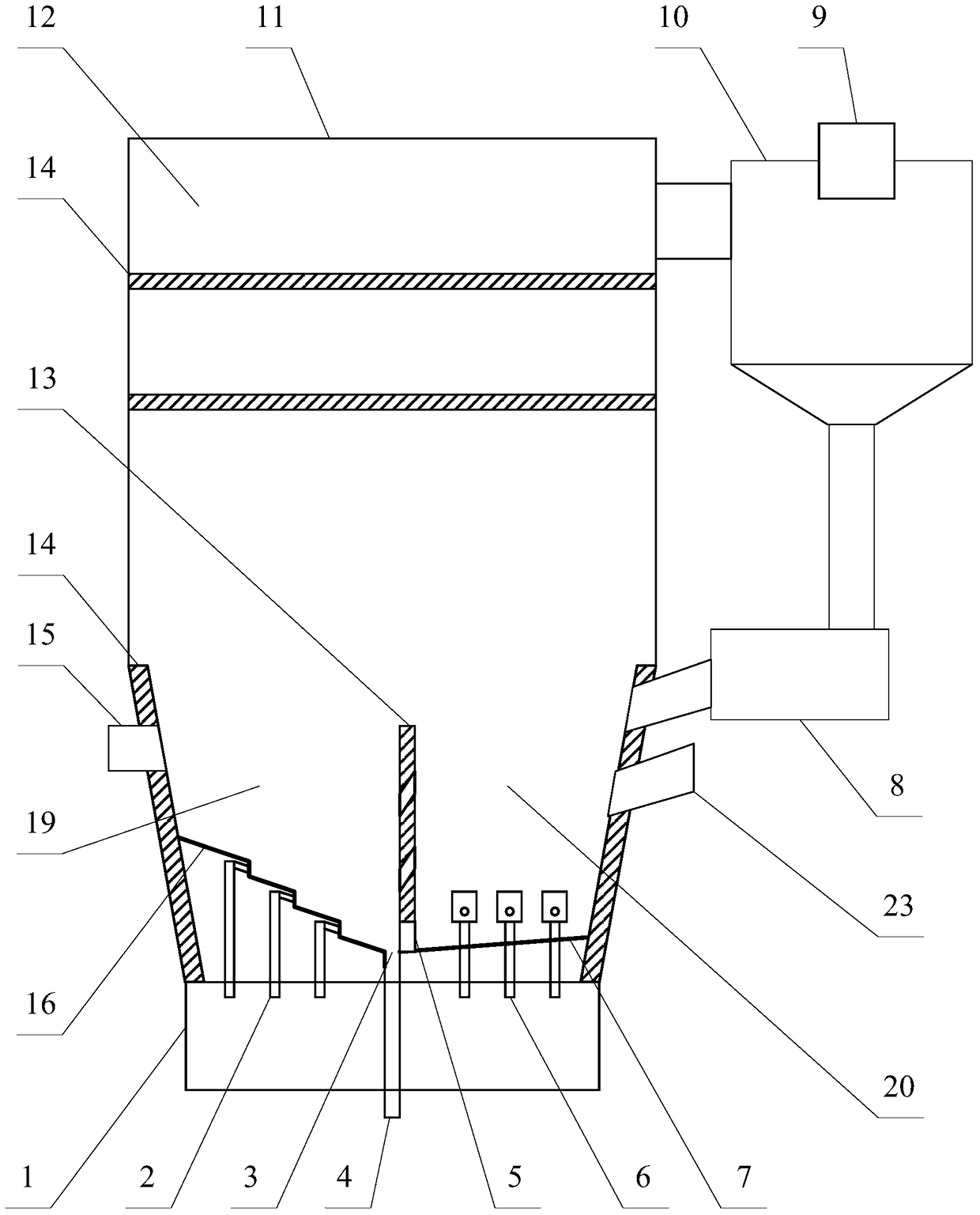 A fluidized bed waste incinerator