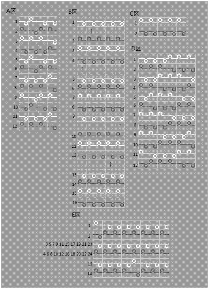 Structure and production method of a weft-knitted jacquard upper material