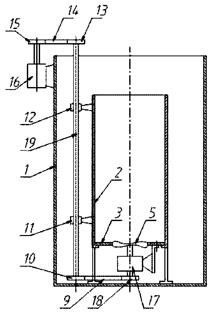 Combined quenching tank provided with inner tank with bottom inserted propeller