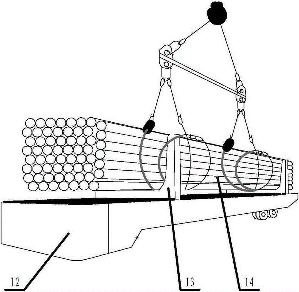 Method for steel pipe winding and pocket hoisting work through steel wire rope buckles