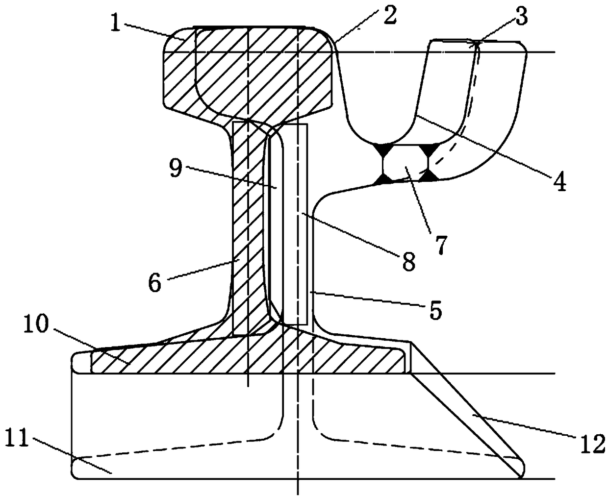 Improved special-shaped joint of grooved rail and processing method of special-shaped joint