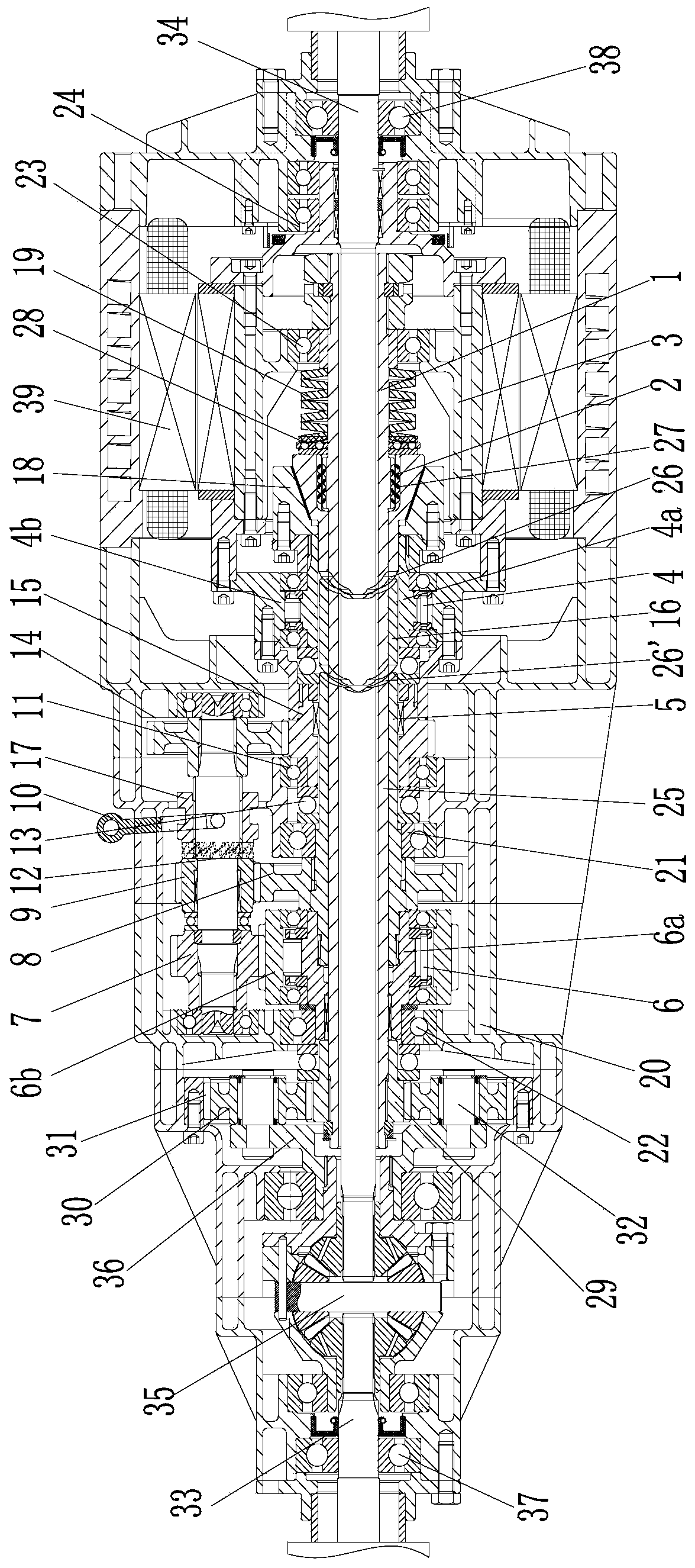 Mechanical double-override clutch-adaptive automatic-transmission electric drive axle based on planetary system output