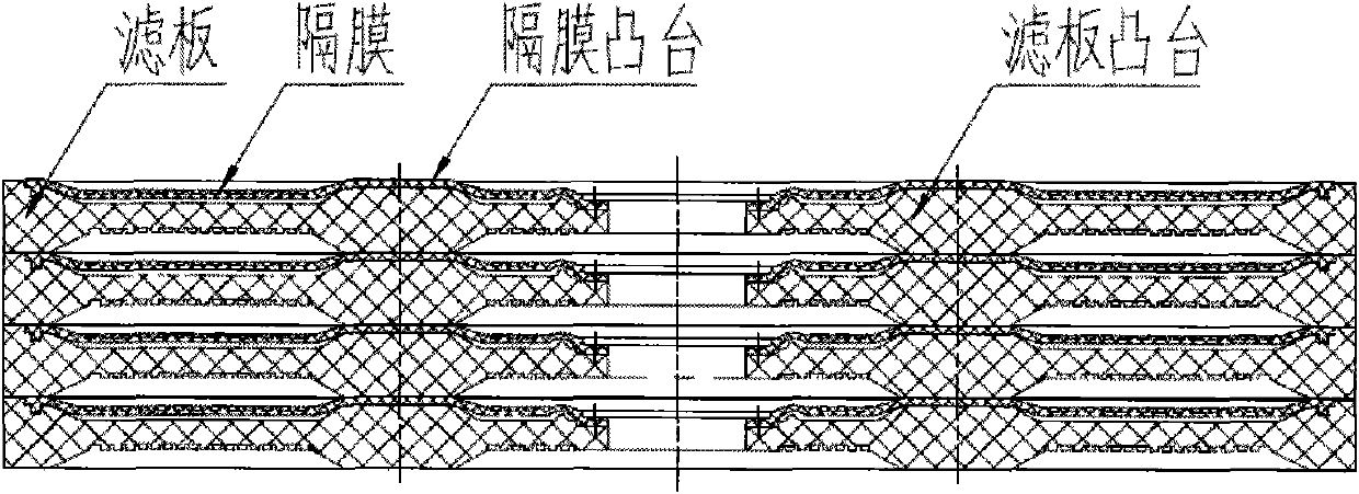 Boss embedding type diaphragm filter plate