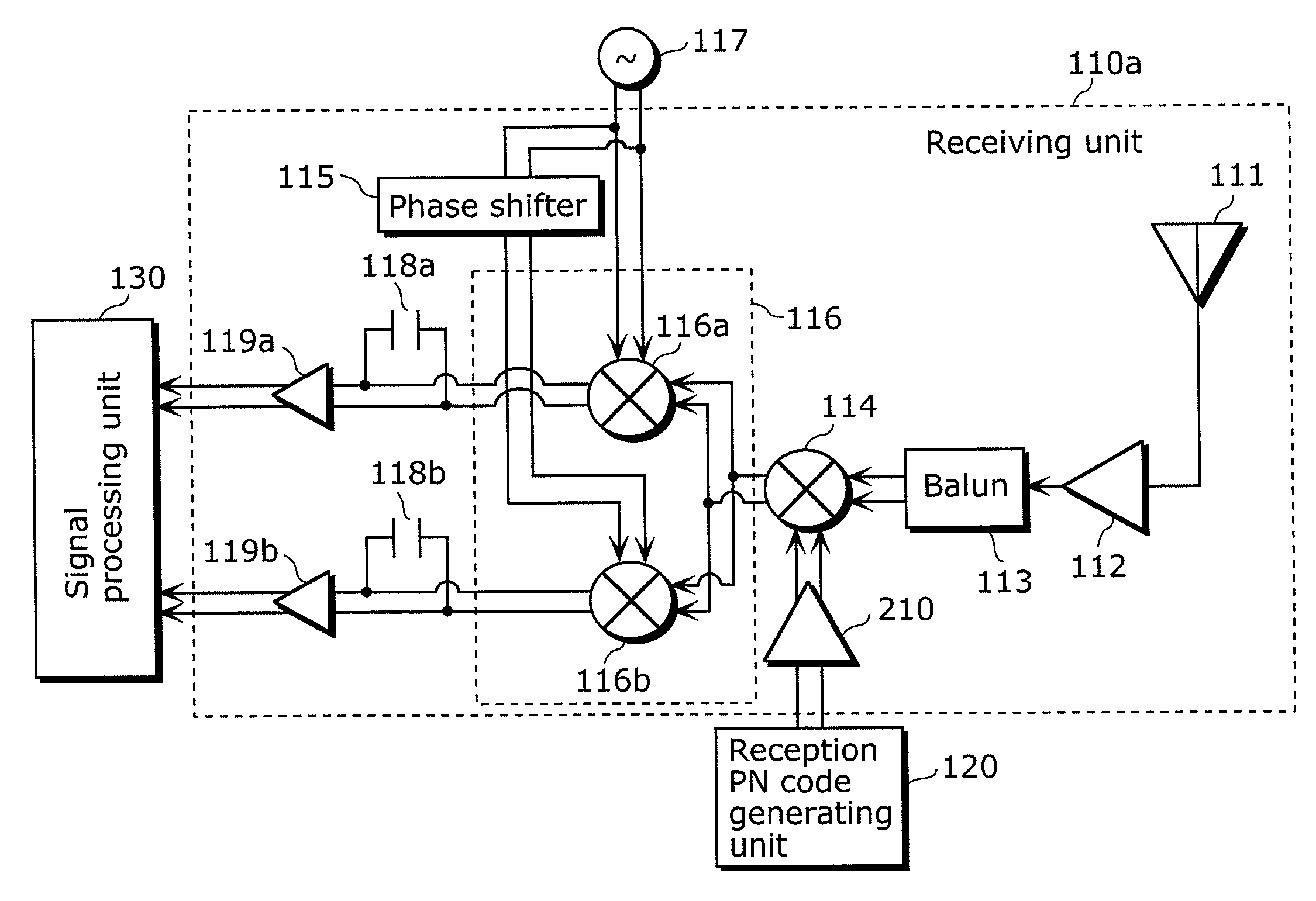 Receiving device for spread spectrum radar apparatus