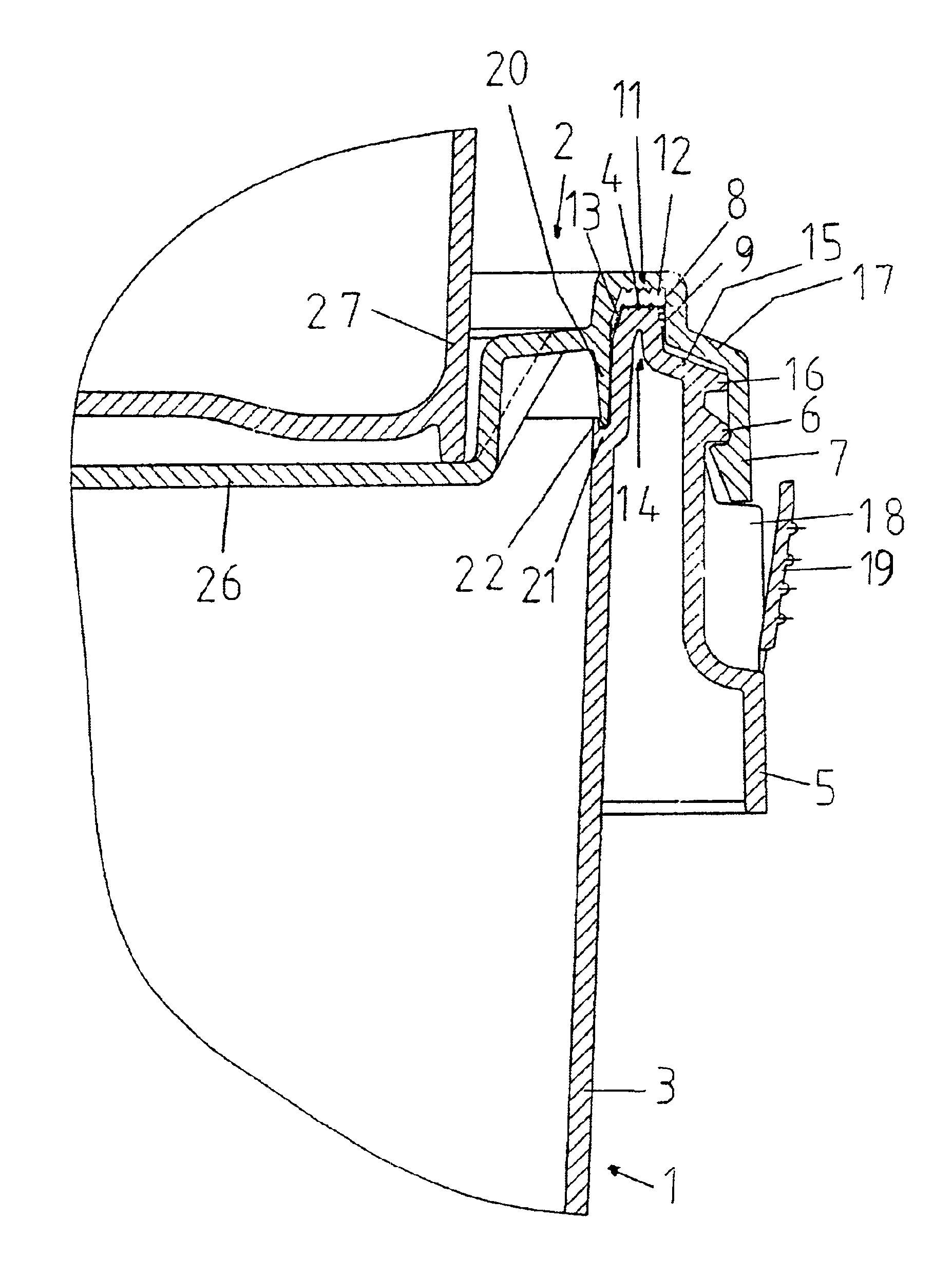 Plastic container with snap lid and a sealing web located on the inside of the container