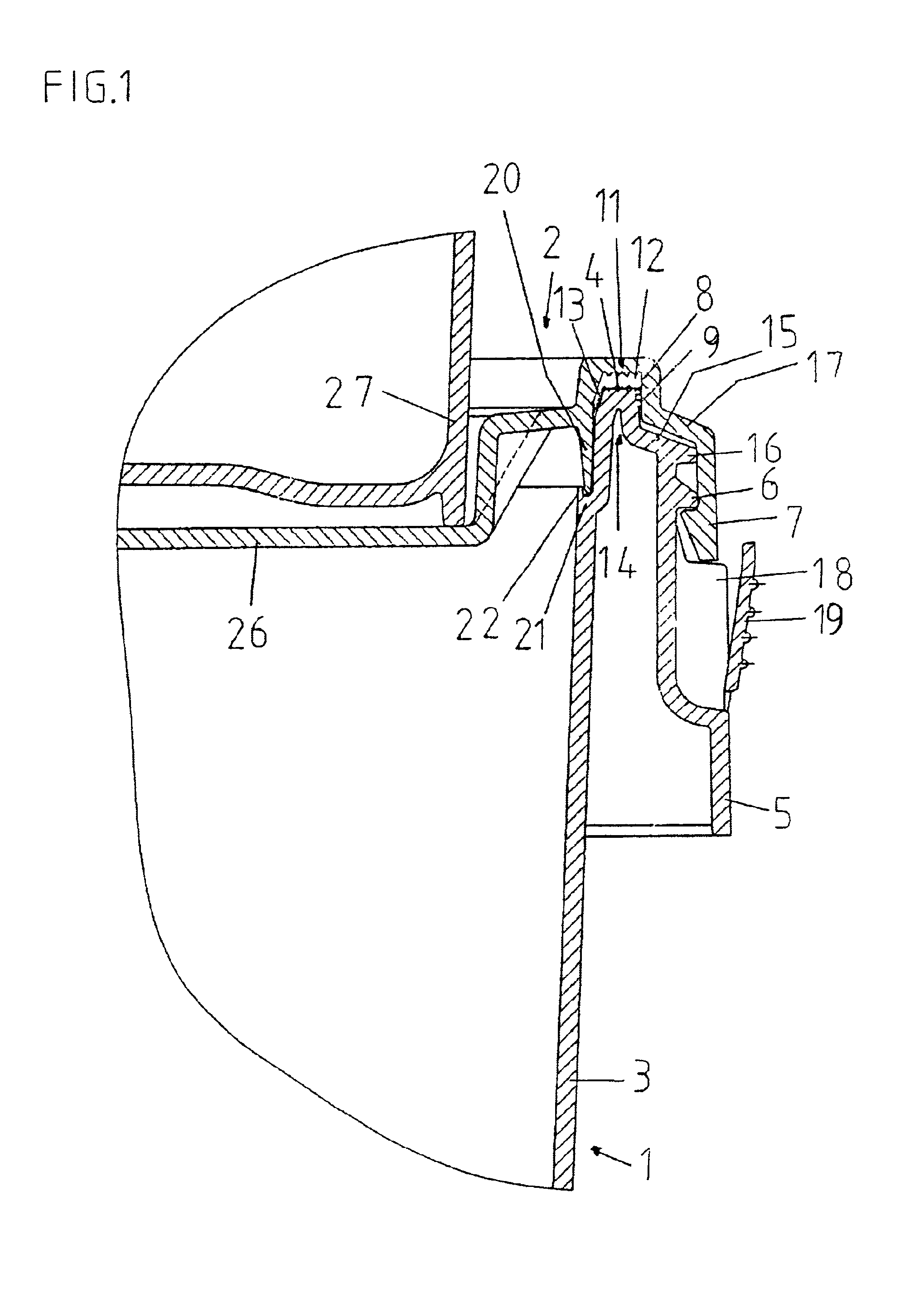 Plastic container with snap lid and a sealing web located on the inside of the container