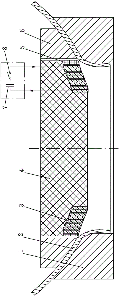 Magnetic pulse flanged hole method for shells